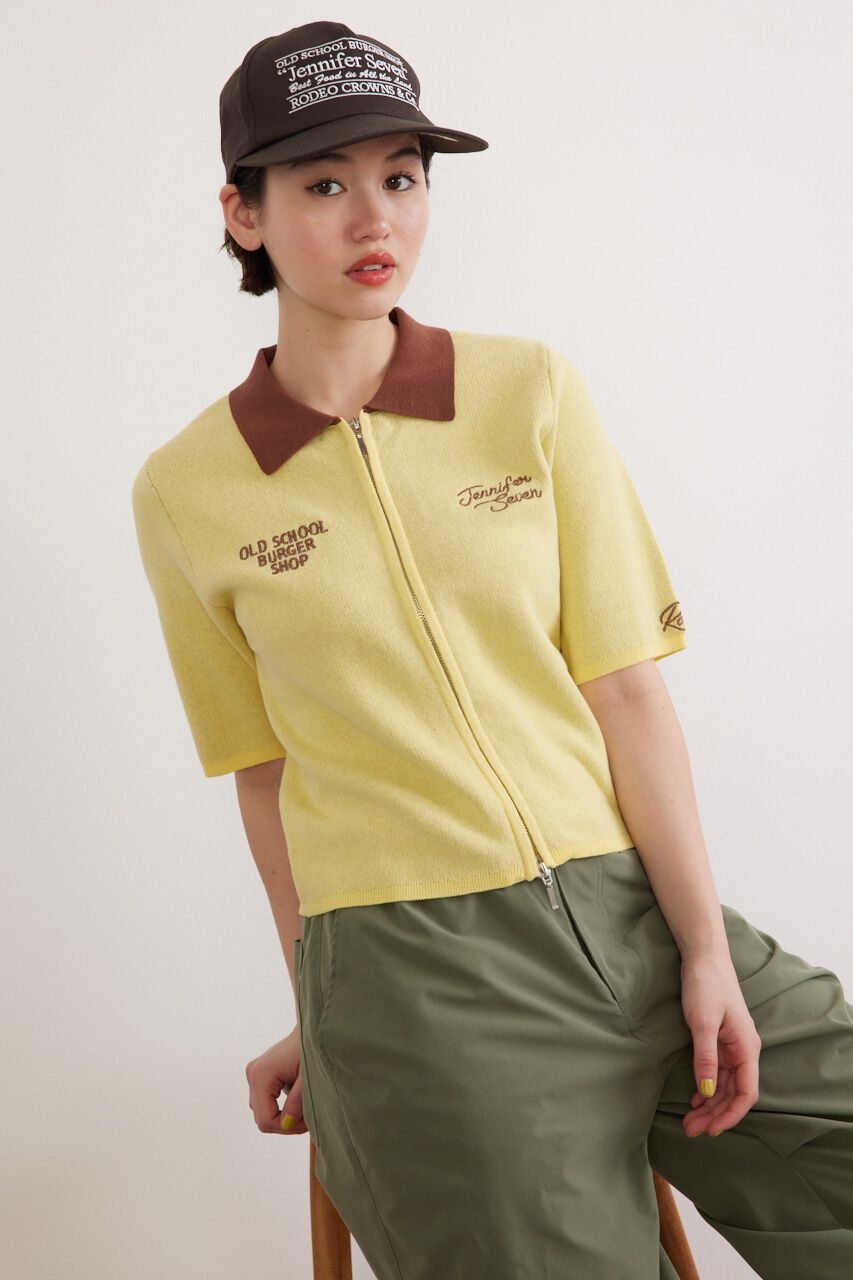 RODEO CROWNS「(JS)襟付きZIP KNITトップス」|ニット・セーター|YEL