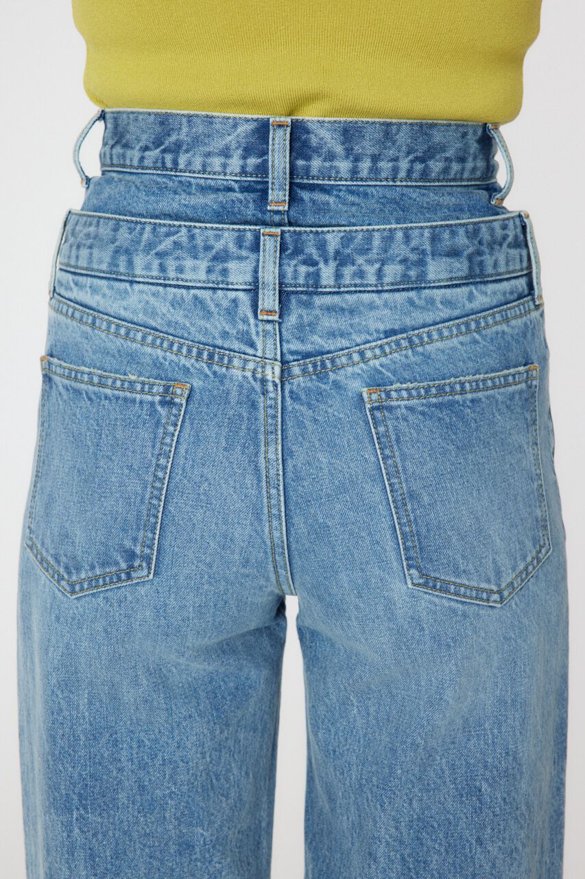 RODEO CROWNS「ダブルベルトウエストワイドパンツ」|デニム|