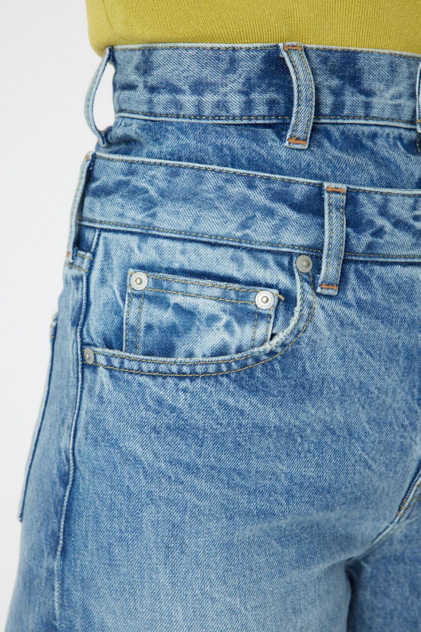 RODEO CROWNS「ダブルベルトウエストワイドパンツ」|デニム|