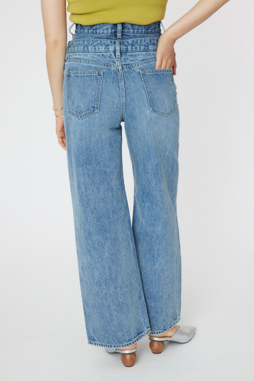 RODEO CROWNS「ダブルベルトウエストワイドパンツ」|デニム|