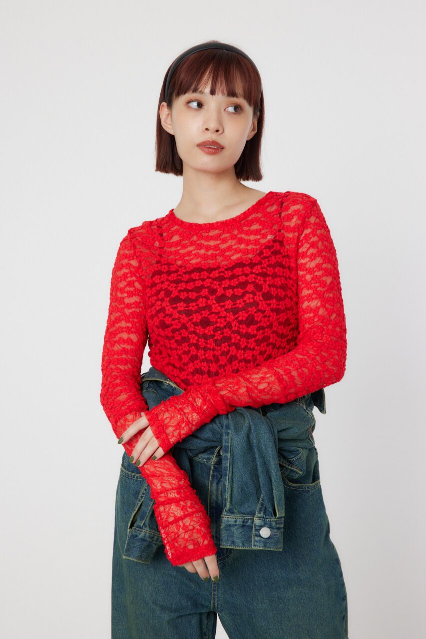 RODEO CROWNS「COLOR LACE TOPS」|Tシャツ・カットソー|RED