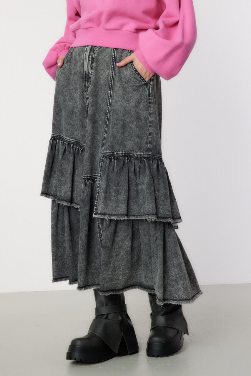 RODEO CROWNS「CHEMICAL DENIM TIERED SK」|スカート|