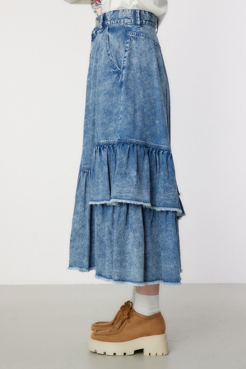 RODEO CROWNS「CHEMICAL DENIM TIERED SK」|スカート|