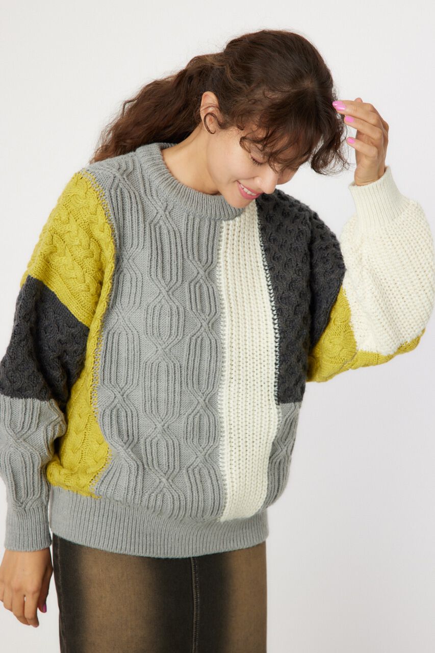 RODEO CROWNS「クレイジーパターンニットトップス」|ニット・セーター|柄GRY5