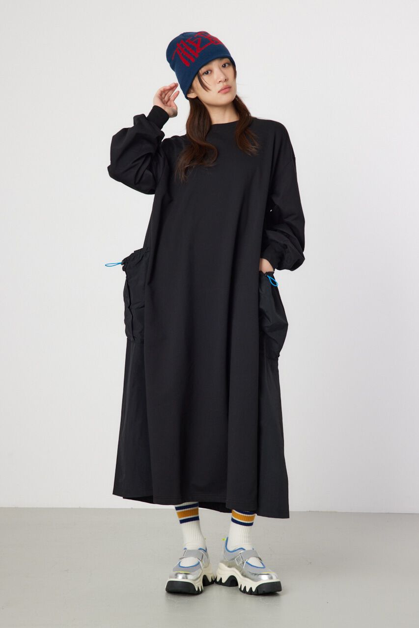 RODEO CROWNS「ナイロンドッキングマキシワンピース」|ワンピース|BLK