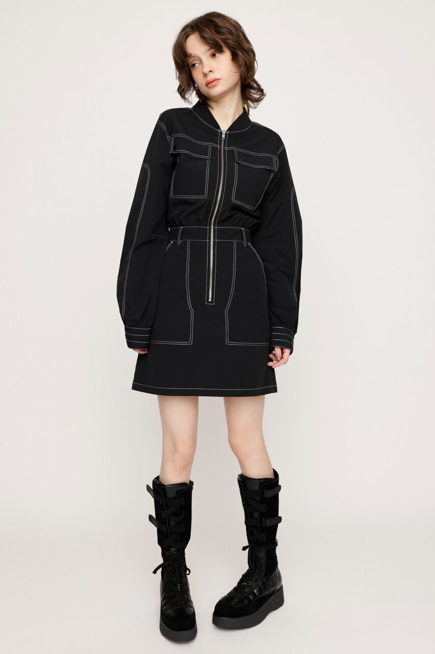 SLY「FRONT ZIP STITCH ショートワンピース」|ワンピース|