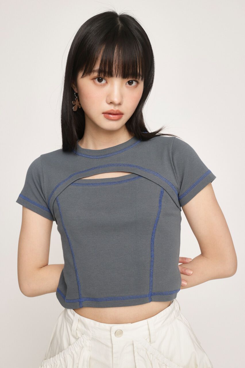 SLY「BI COLOR STITCH トップス」|Tシャツ・カットソー|