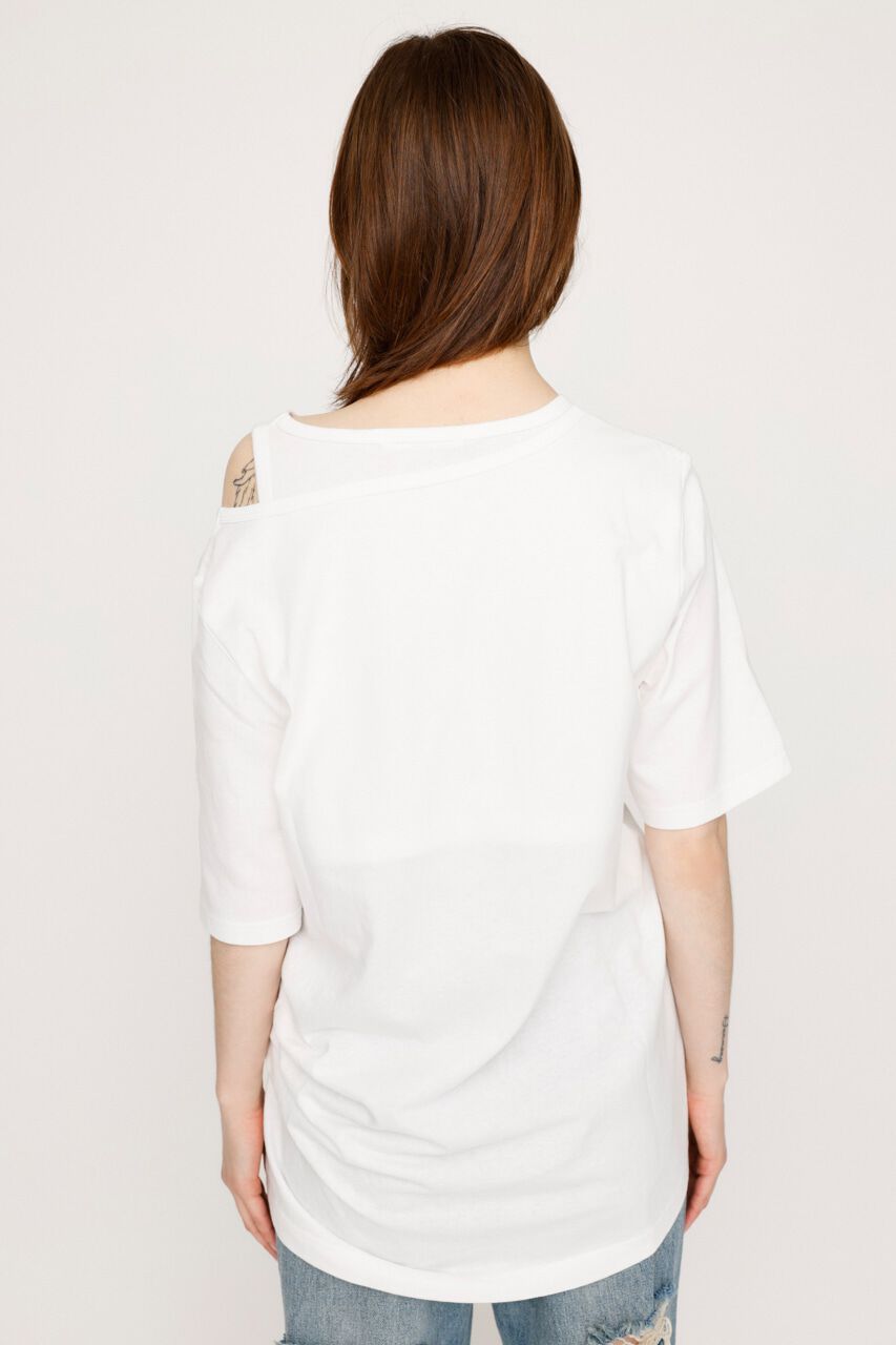 SLY「CROSS NECK SHIRRING HEM トップス」|Tシャツ・カットソー|