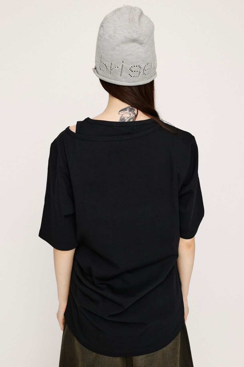 SLY「CROSS NECK SHIRRING HEM トップス」|Tシャツ・カットソー|