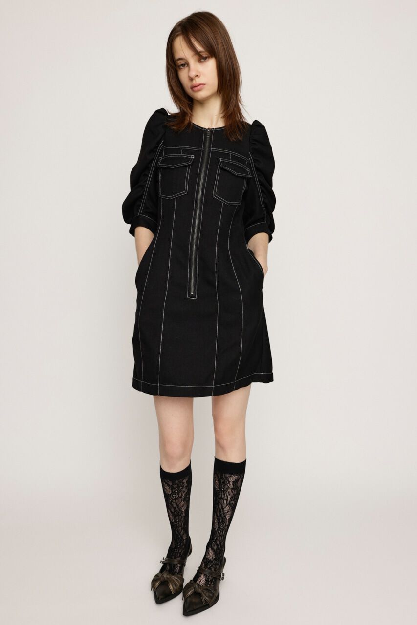 SLY「GATHER SLEEVE ZIP ショートワンピース」|ワンピース|