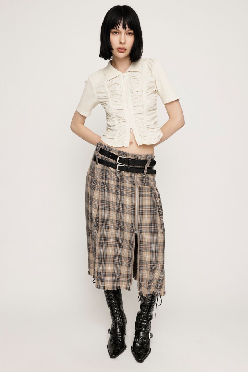 SLY「FRONT GATHER ZIP トップス」|Tシャツ・カットソー|