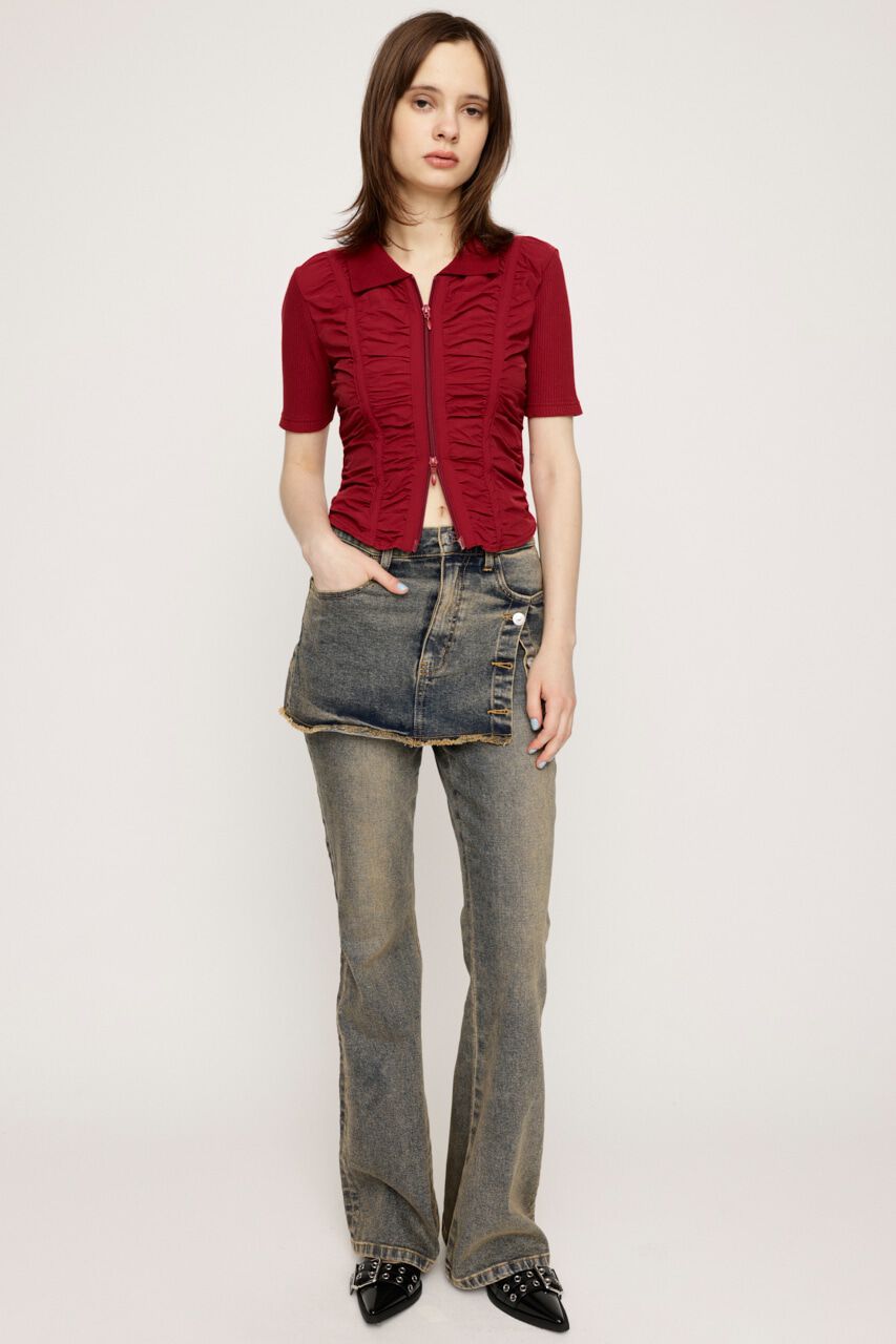 SLY「FRONT GATHER ZIP トップス」|Tシャツ・カットソー|