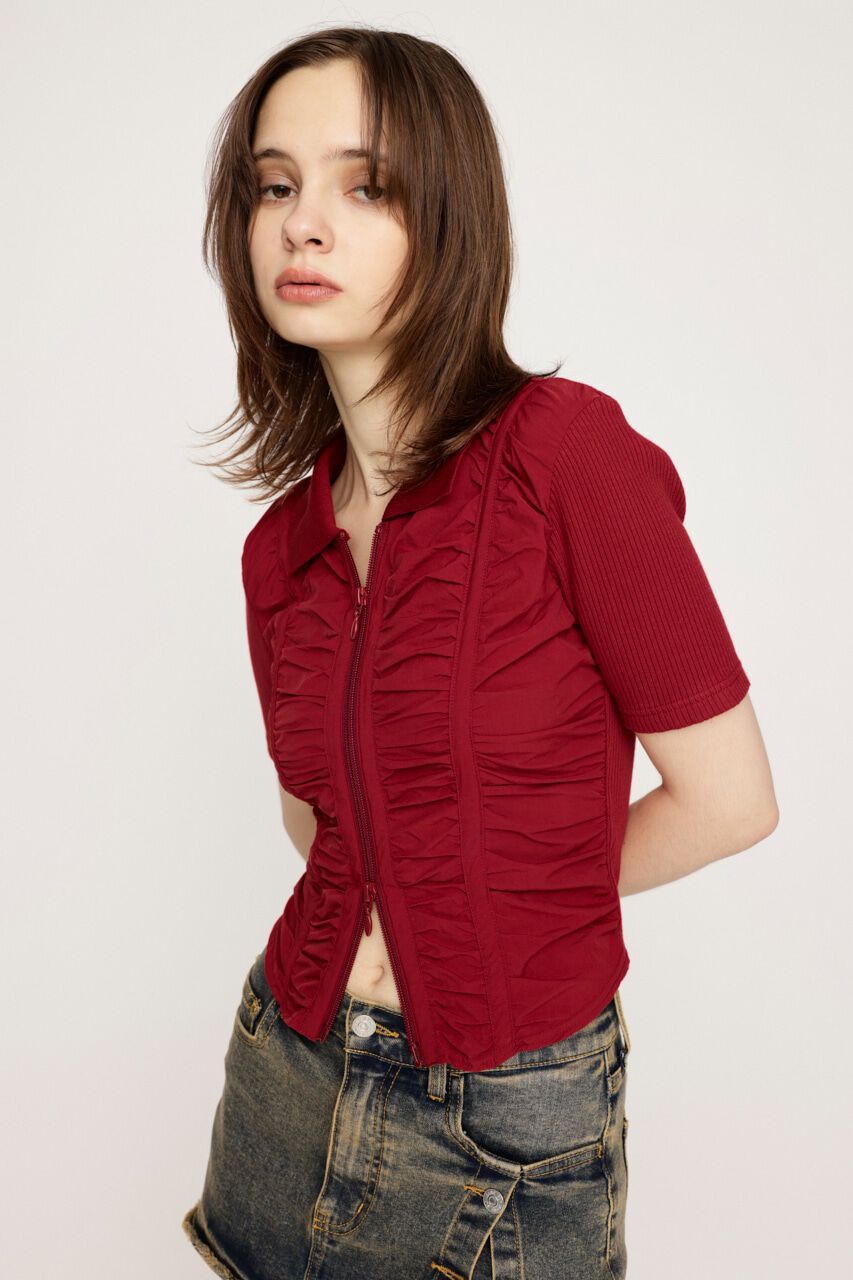 SLY「FRONT GATHER ZIP トップス」|Tシャツ・カットソー|