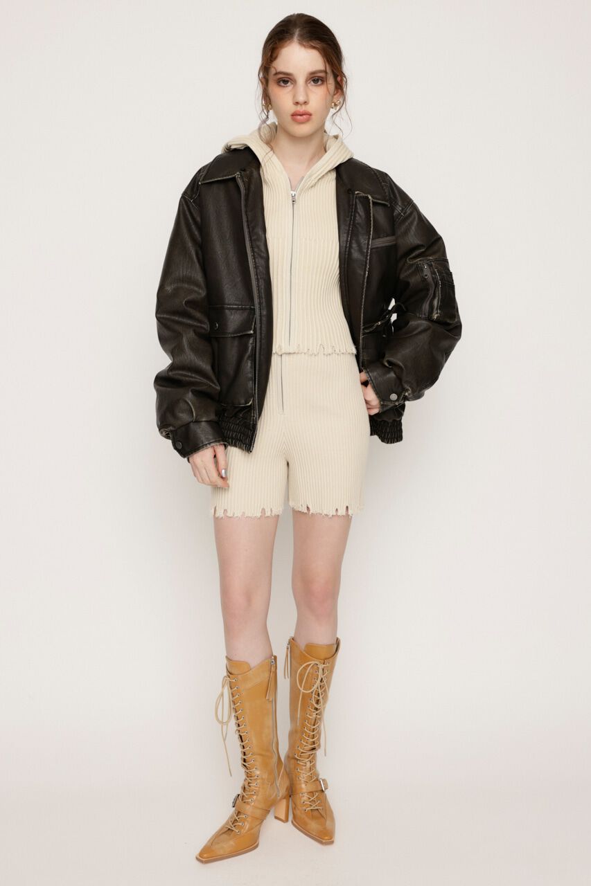 SLY「CRUSH KNIT HOODIE」|カーディガン|