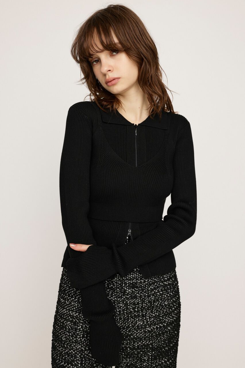 SLY「FRONT ZIP HG 2P トップス」|ニット・セーター|