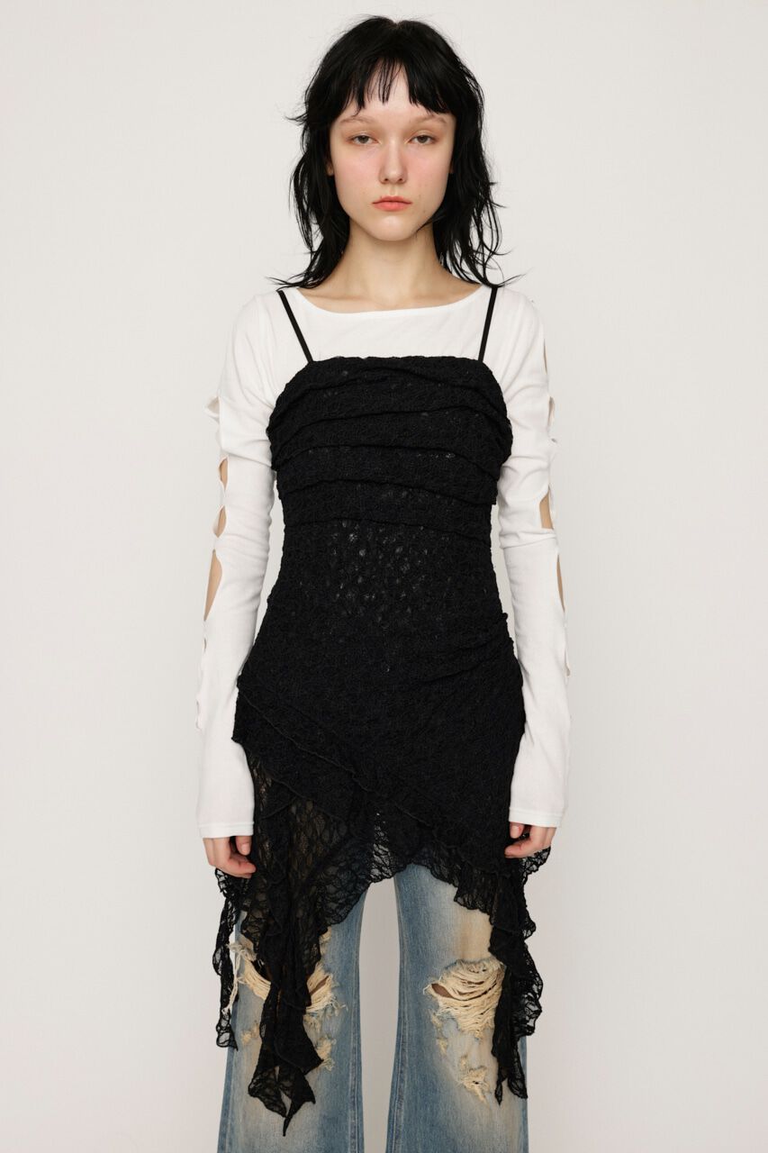 SLY「TUCKED LACE RUFFLE キャミソール」|キャミソール|