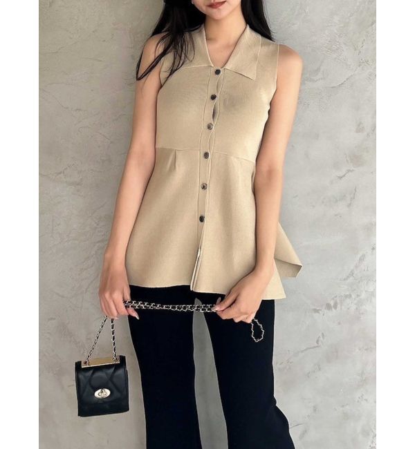 dazzlin「ペプラムニットジレ」|ニット・セーター|ベージュ