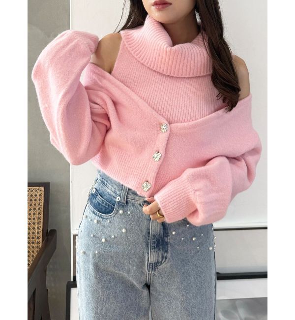 MERCURYDUO「オフタートルアンサンブル」|ニット・セーター|ピンク