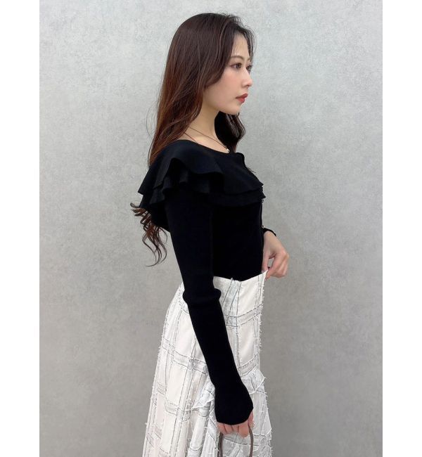 MERCURYDUO「編み変化ラッフルコンパクト」|ニット・セーター|