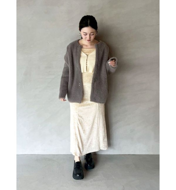 LAGUNAMOON「ニットカーデセットメッシュベロアキャミワンピース」|ワンピース|