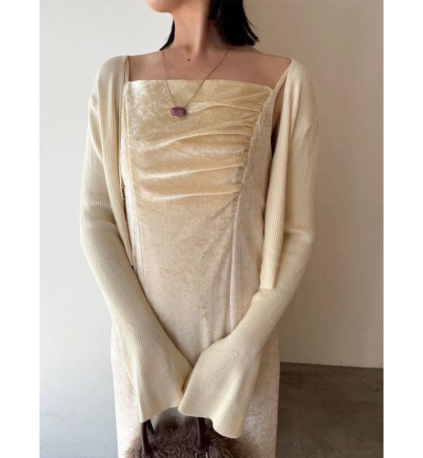 LAGUNAMOON「ニットカーデセットメッシュベロアキャミワンピース」|ワンピース|