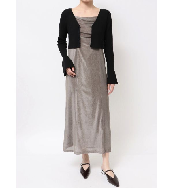 LAGUNAMOON「ニットカーデセットメッシュベロアキャミワンピース」|ワンピース|
