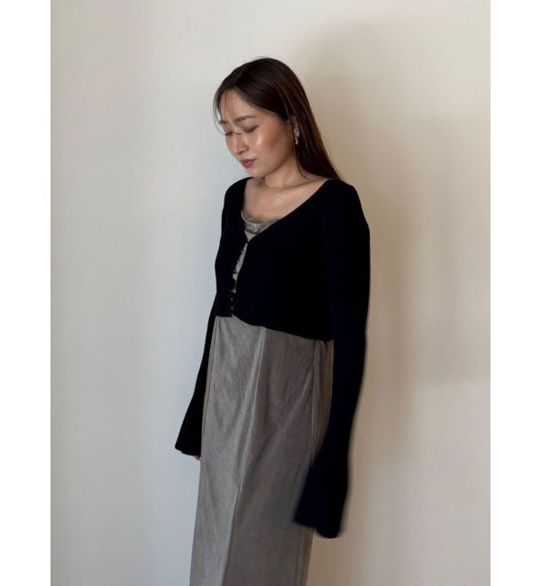 LAGUNAMOON「ニットカーデセットメッシュベロアキャミワンピース」|ワンピース|