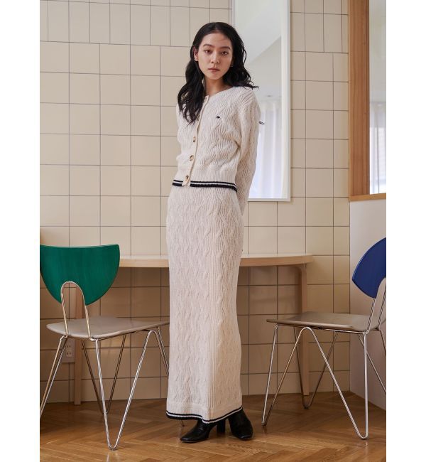 LAGUNAMOON「【POLO BCSコラボ】コットンケーブルニットカーディガンスカートセットアップ」|ワンピース|ホワイト