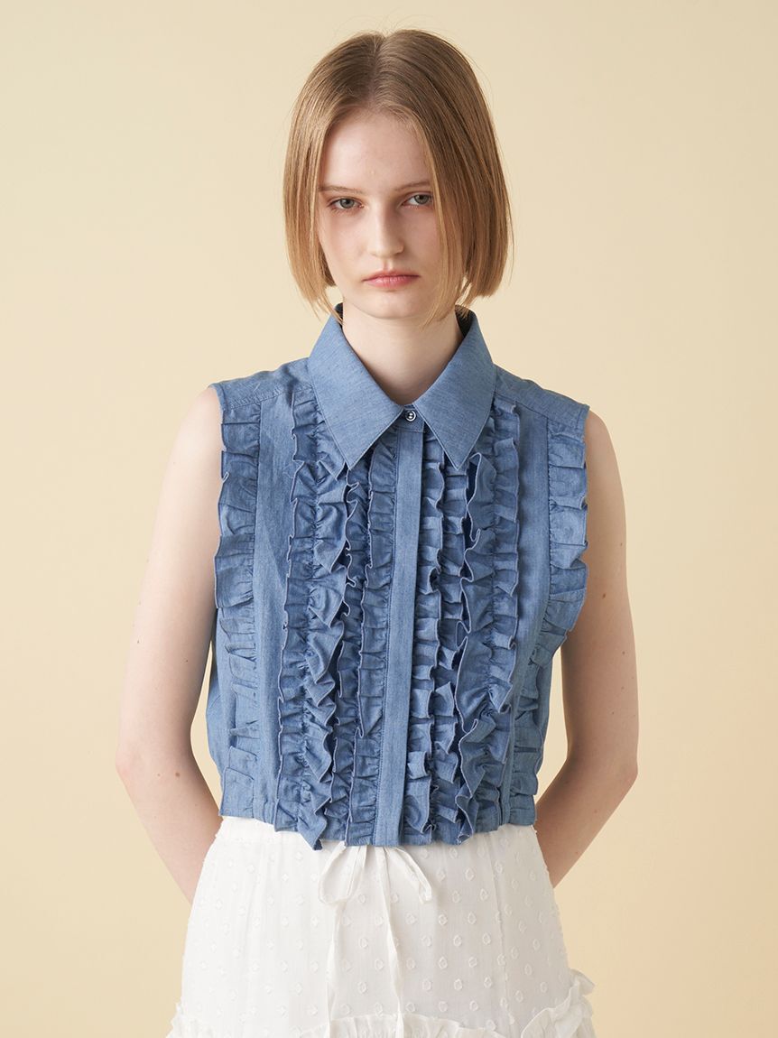 FURFUR「ノースリーブフリルブラウス」|シャツ・ブラウス|