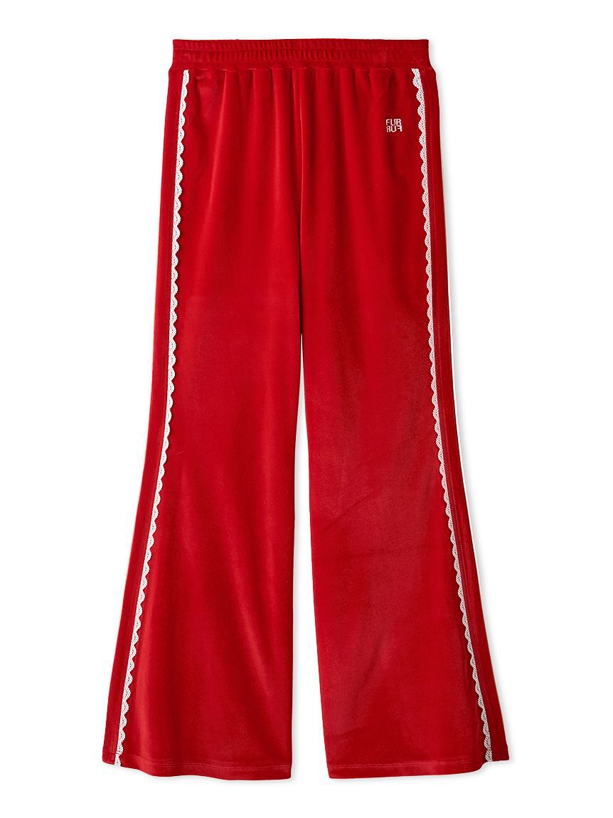 FURFUR「サイドレースベロアトラックパンツ」|チノ|RED