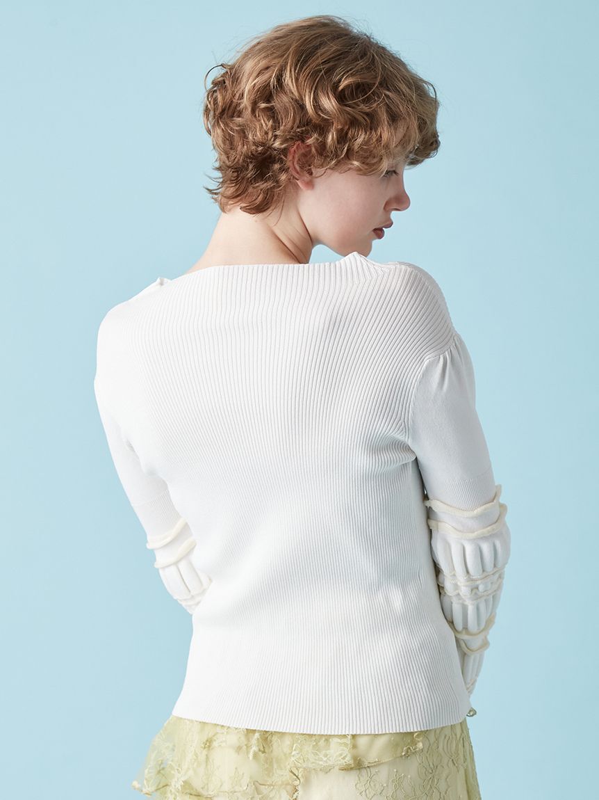 FURFUR「イレギュラーリブスリーブニットトップス」|ニット・セーター|