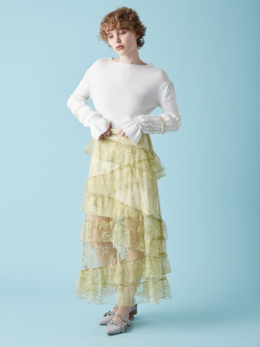 FURFUR「イレギュラーリブスリーブニットトップス」|ニット・セーター|