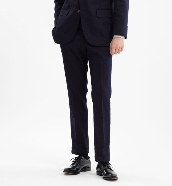 MACKINTOSH PHILOSOPHY「トロッター トラウザーズ #000（ナンバーゼロ）バーズアイストレッチ リサイクル」|スラックス|ネイビー