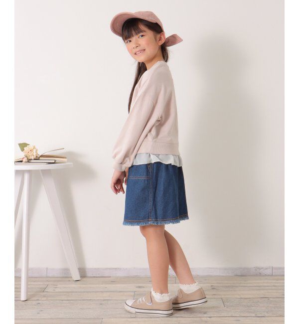 ikka kids「裾シフォンレイヤード裏毛プルオーバー（120~160cm）」|Tシャツ・カットソー|