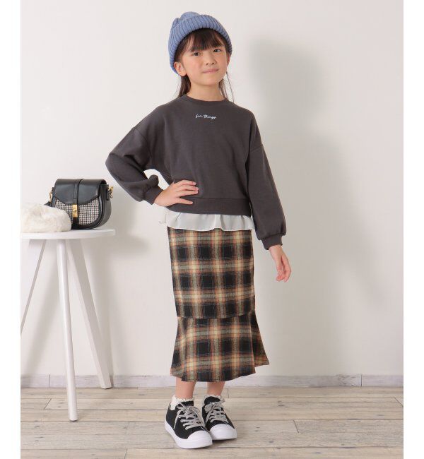 ikka kids「裾シフォンレイヤード裏毛プルオーバー（120~160cm）」|Tシャツ・カットソー|