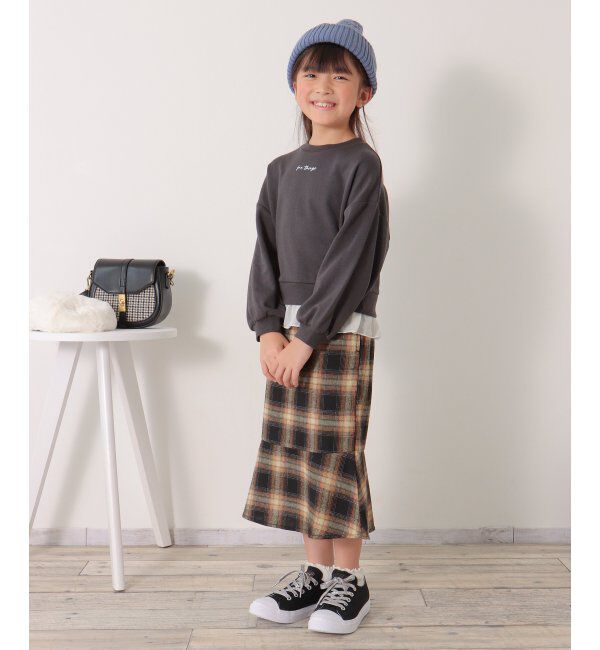 ikka kids「裾シフォンレイヤード裏毛プルオーバー（120~160cm）」|Tシャツ・カットソー|
