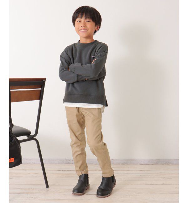 ikka kids「裏起毛裾レイヤードワッペントレーナー（120~160cm）」|Tシャツ・カットソー|