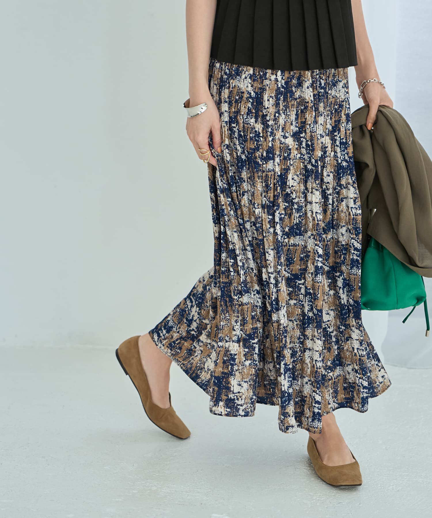 STYLE DELI「カラーMIX柄フェードアウトプリーツスカート」|フレア|