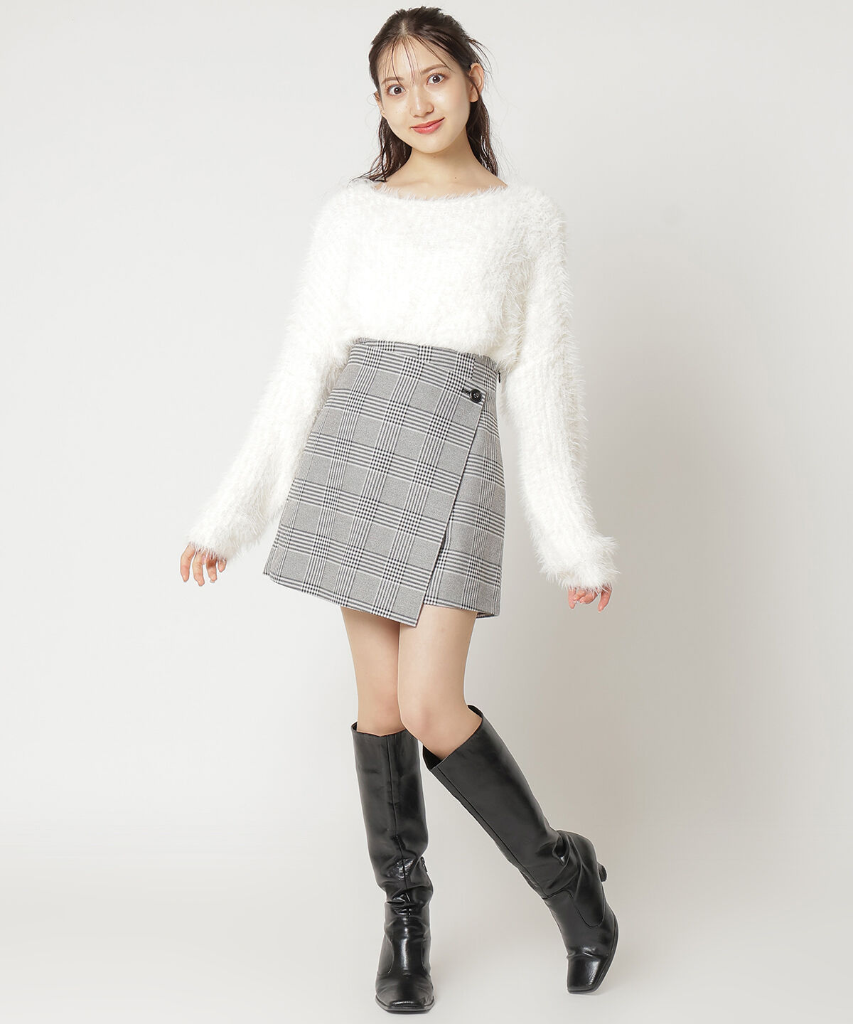 REDYAZEL「ハイウエストラップミニスカパン」|台形|