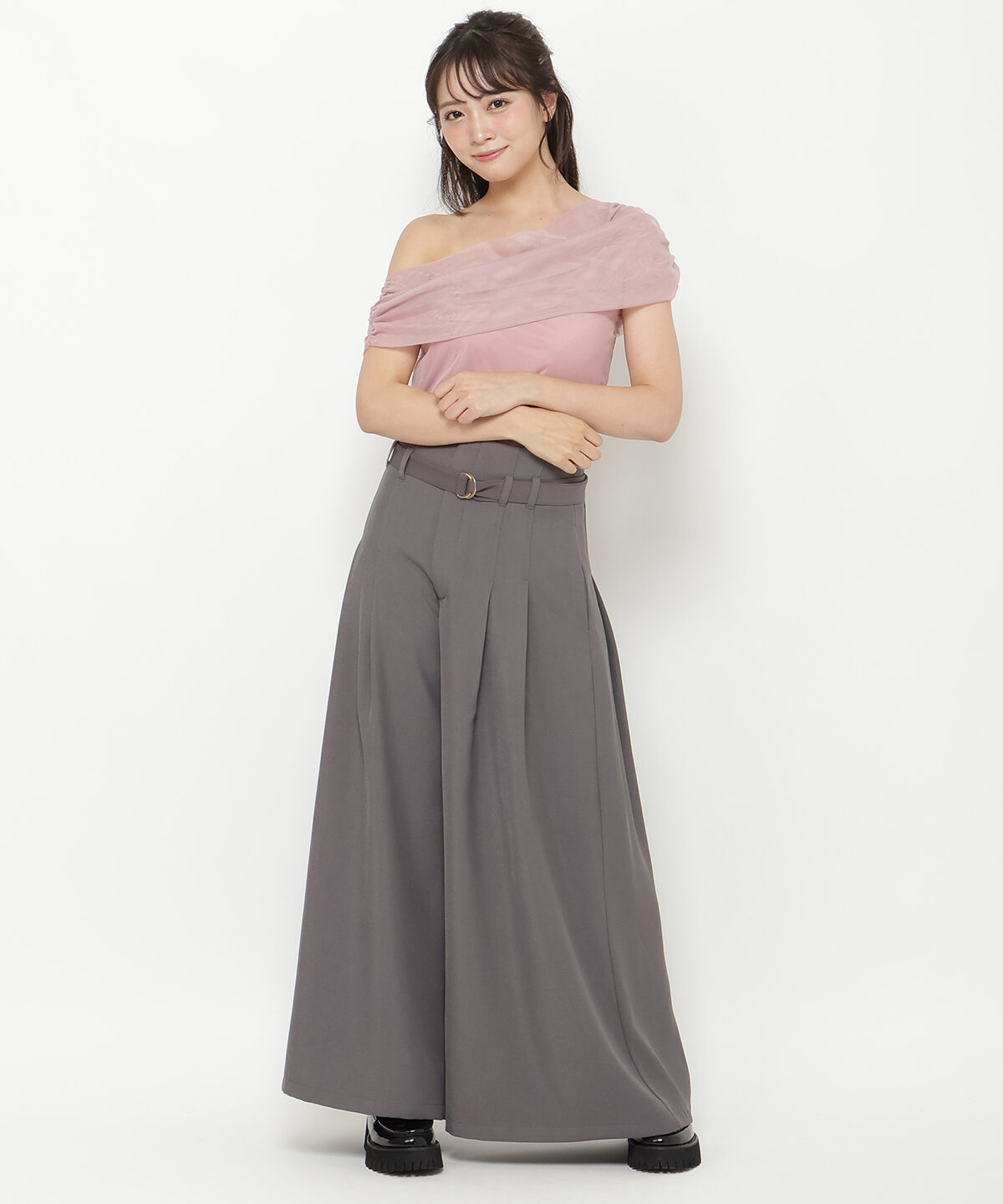 REDYAZEL「アシメドレープチュールトップス」|Tシャツ・カットソー|