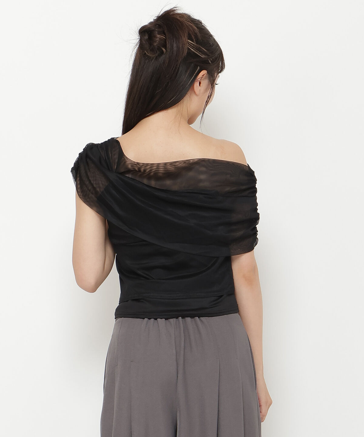 REDYAZEL「アシメドレープチュールトップス」|Tシャツ・カットソー|