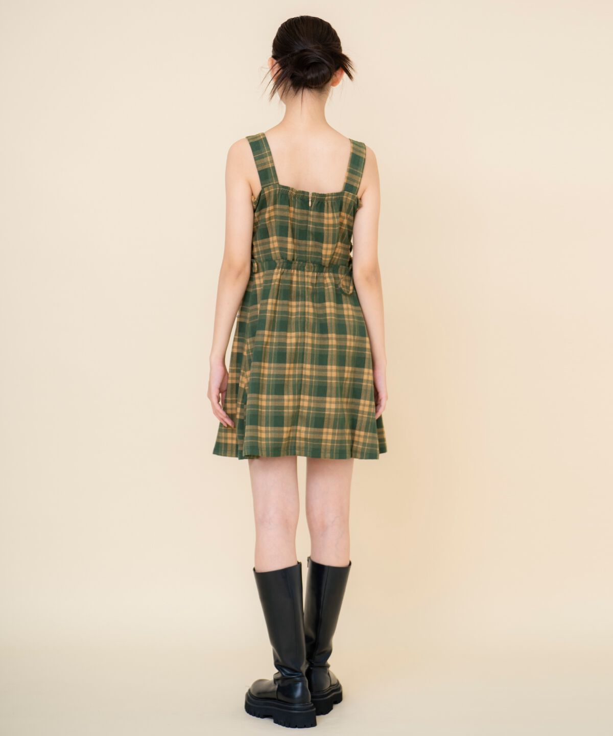 REDYAZEL「チェックドロストミニワンピース」|ワンピース|