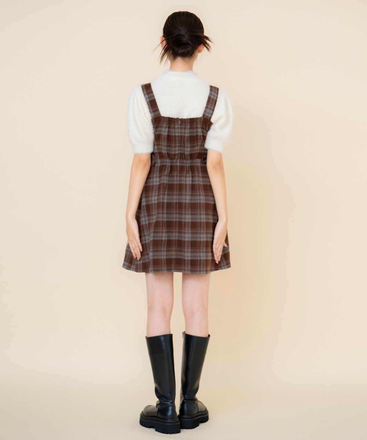 REDYAZEL「チェックドロストミニワンピース」|ワンピース|