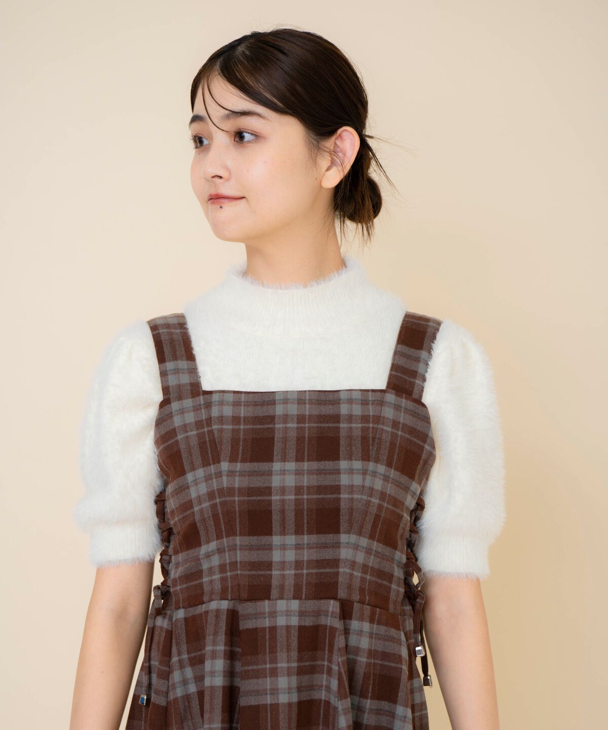 REDYAZEL「チェックドロストミニワンピース」|ワンピース|