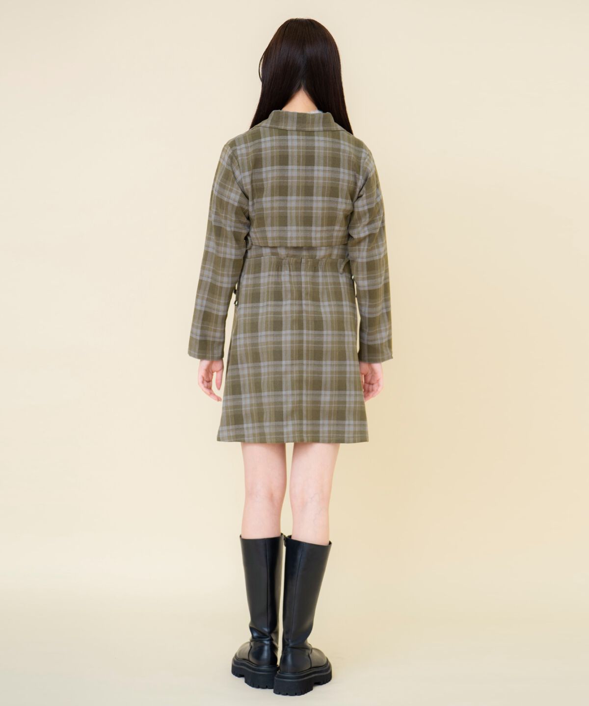 REDYAZEL「チェックドロストミニワンピース」|ワンピース|