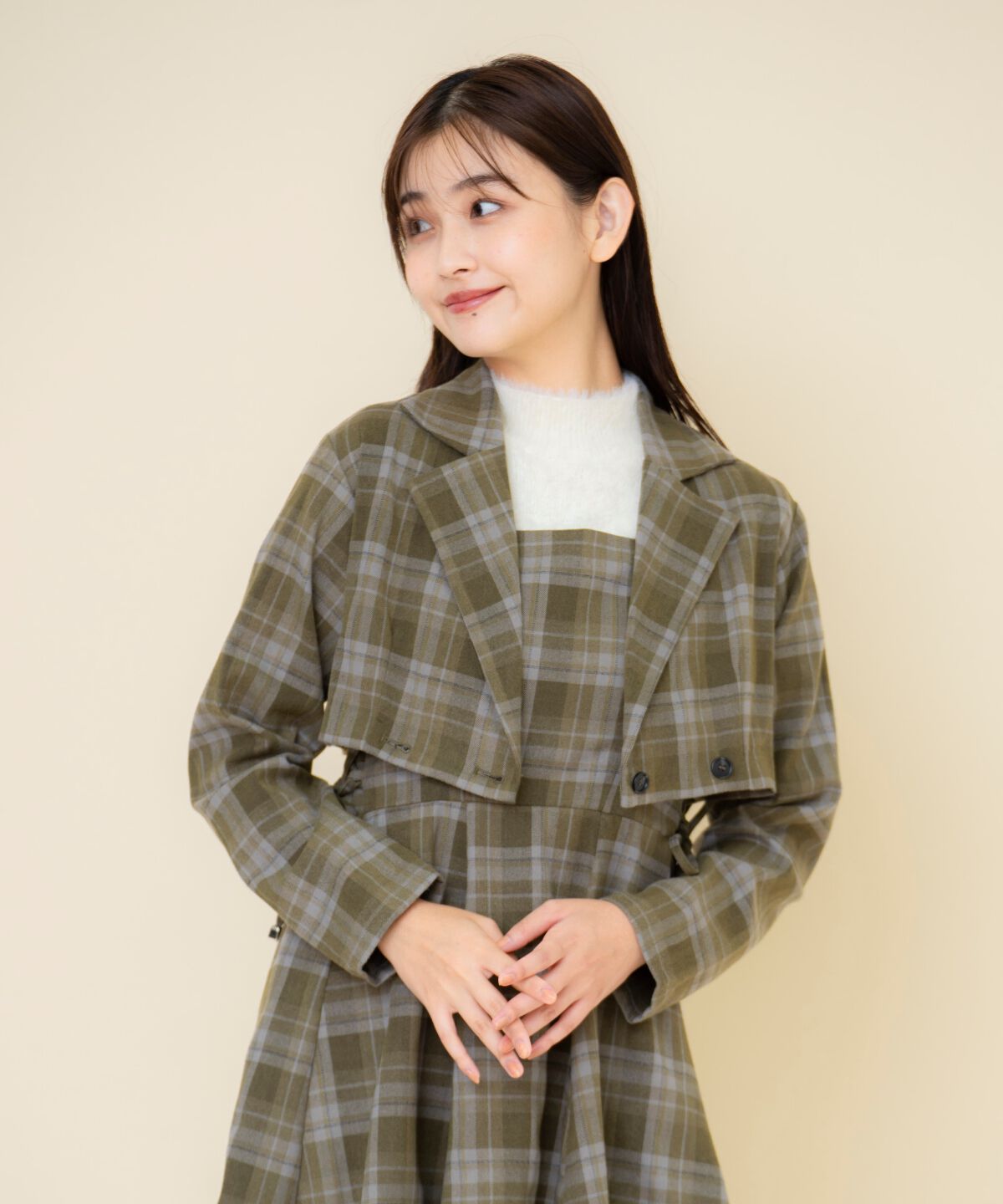 REDYAZEL「チェックドロストミニワンピース」|ワンピース|