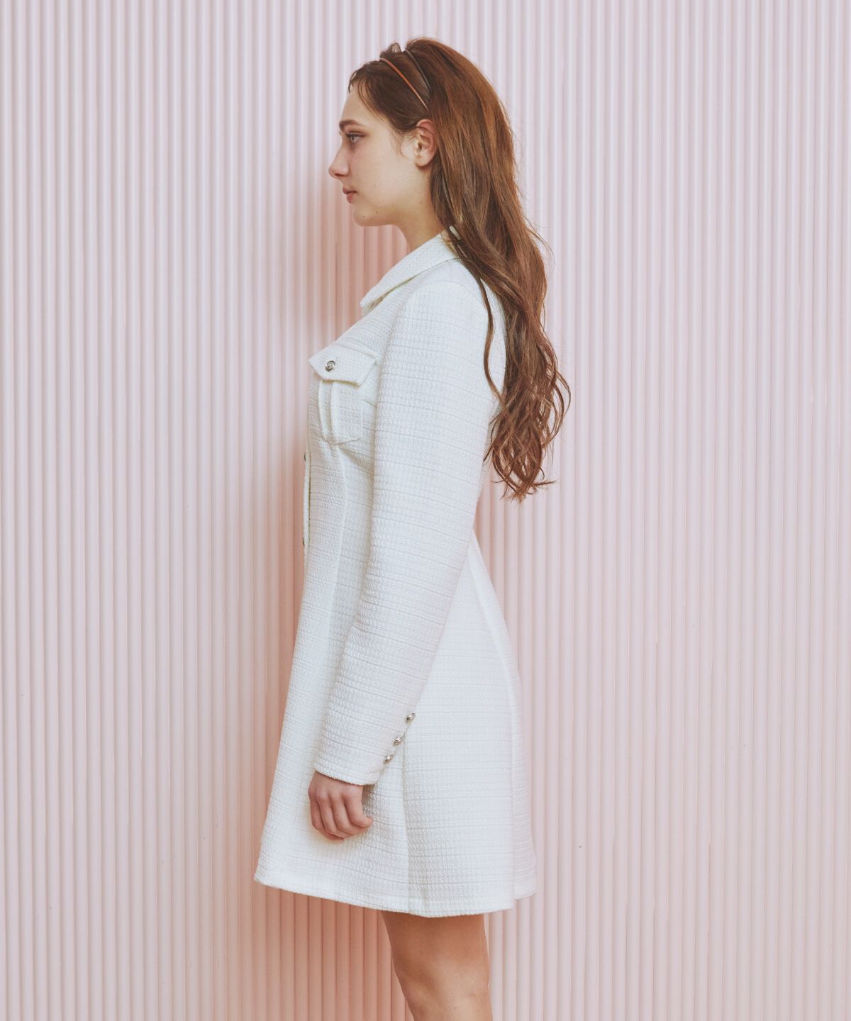 REDYAZEL「ファンシーツイードミニシャツワンピース」|ワンピース|