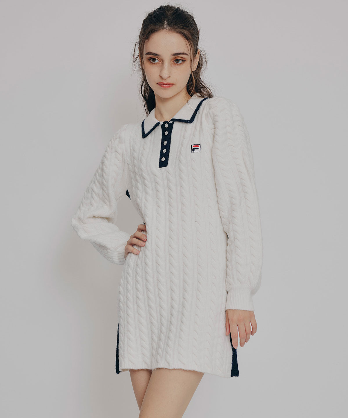 REDYAZEL「［FILA&times;REDYAZEL］ケーブルニットポロミニワンピース」|ワンピース|