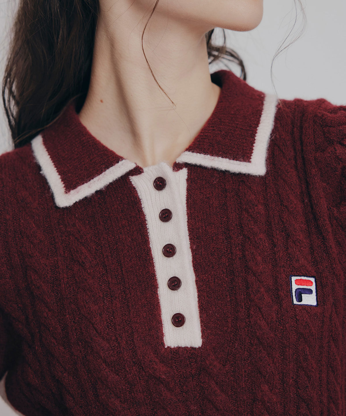 REDYAZEL「［FILA&times;REDYAZEL］ケーブルニットポロミニワンピース」|ワンピース|