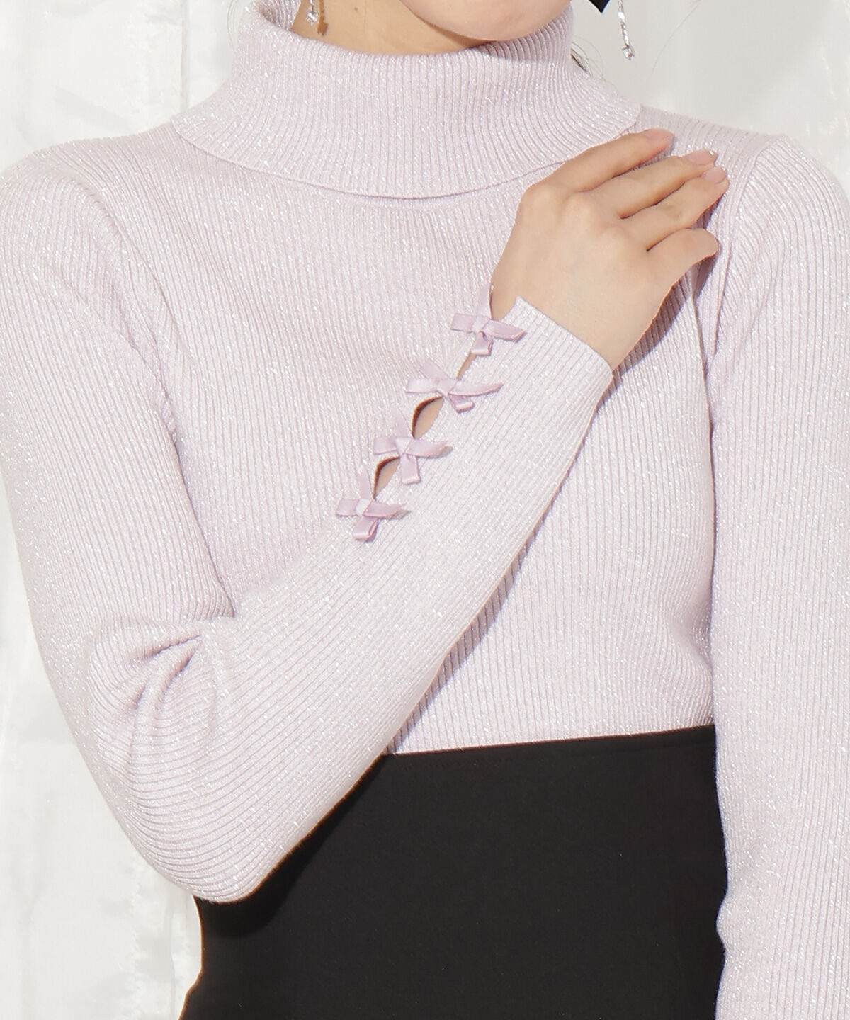 WILLSELECTION「袖リボンタートルニット」|ニット・セーター|